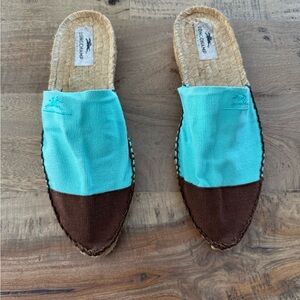 Longchamp Turquoise and Brown Espadrilles